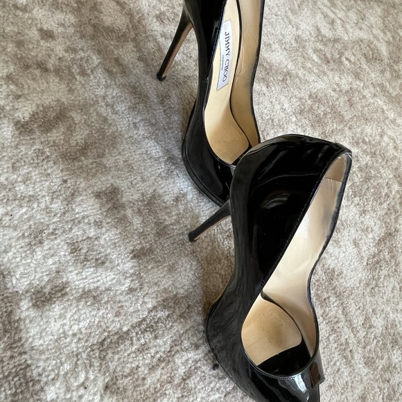 JIMMY CHOO Luna Peep Toe Patent Platform Pump - Picture 9 of 12
